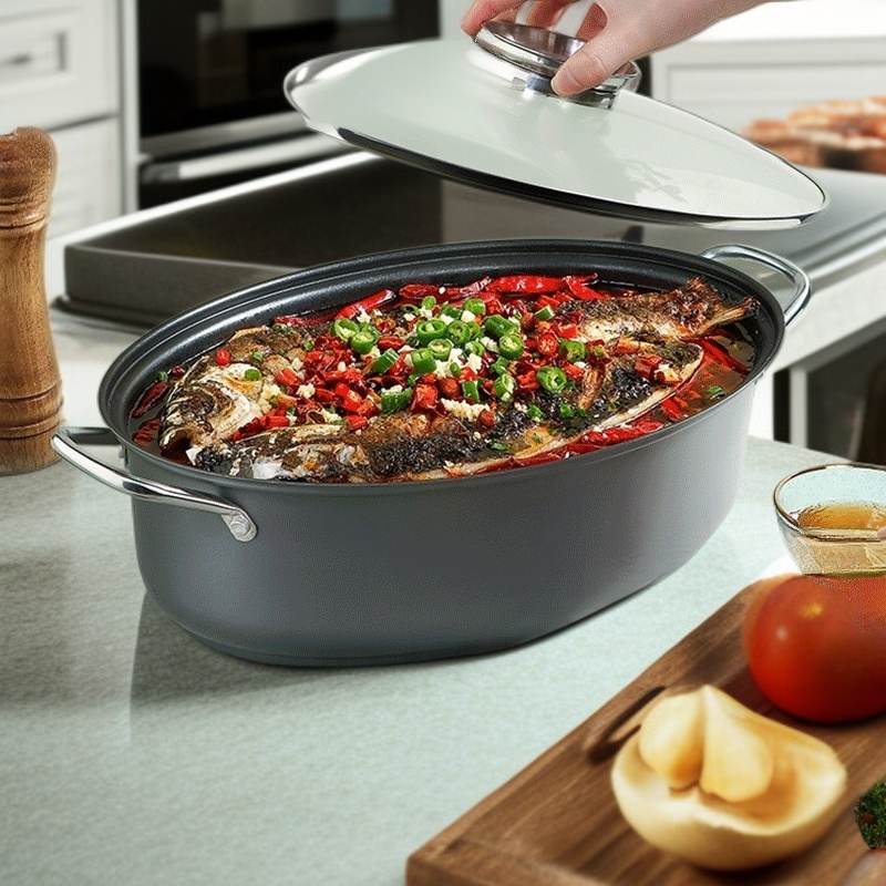 가정용 찜기 유리뚜껑 다용도찜기 끈적임 없는 냄비 탄소강 대용량 양귀냄비