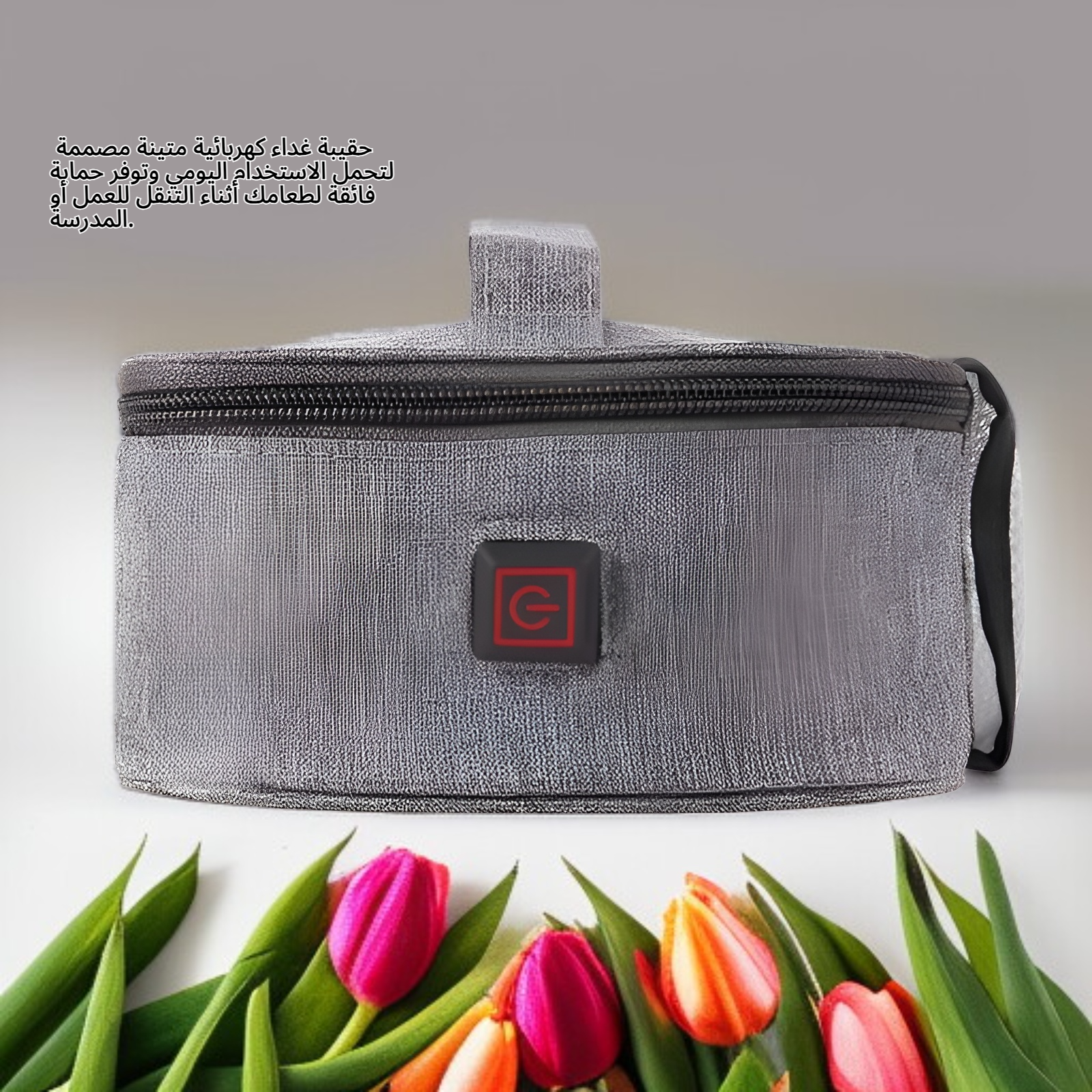 حقيبة غداء كهربائية متينة، بسيطة ومريحة للتنقل إلى العمل أو المدرسة، بلون موحد.