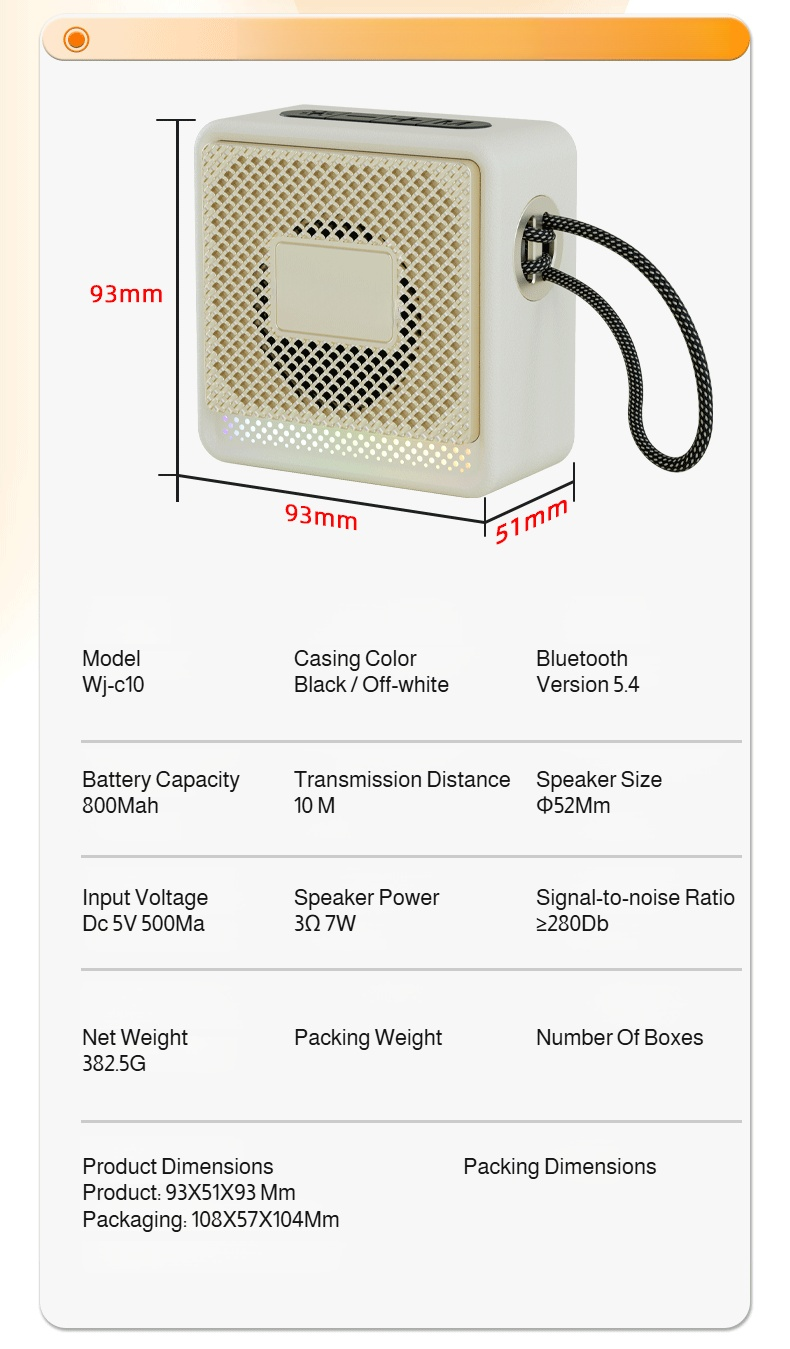 Portable wireless Bluetooth speaker front view