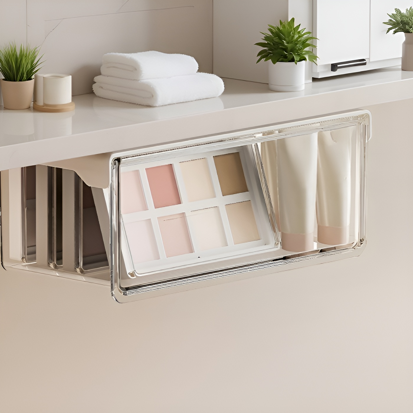 隱藏式鏡櫃抽拉收納盒