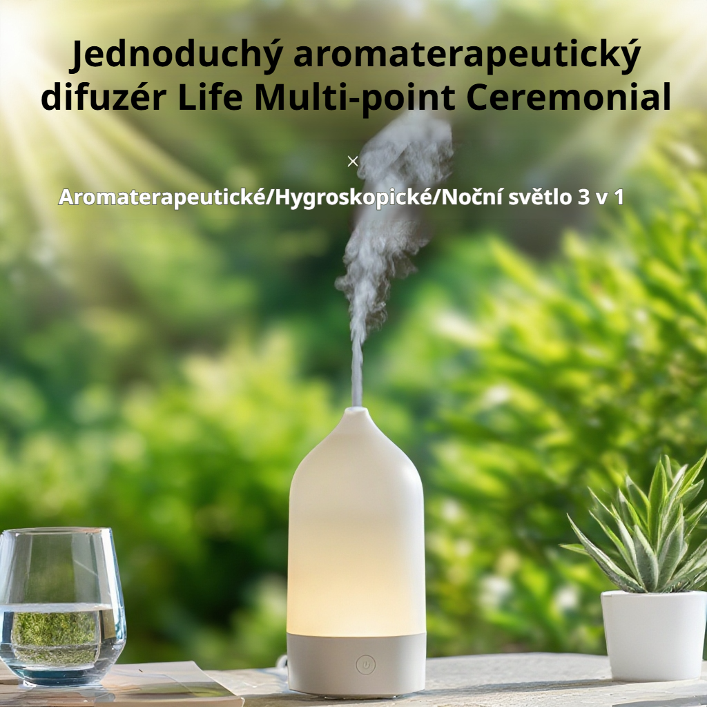 Domácí difuzér esenciálních olejů s barevným světlem a aromaterapií