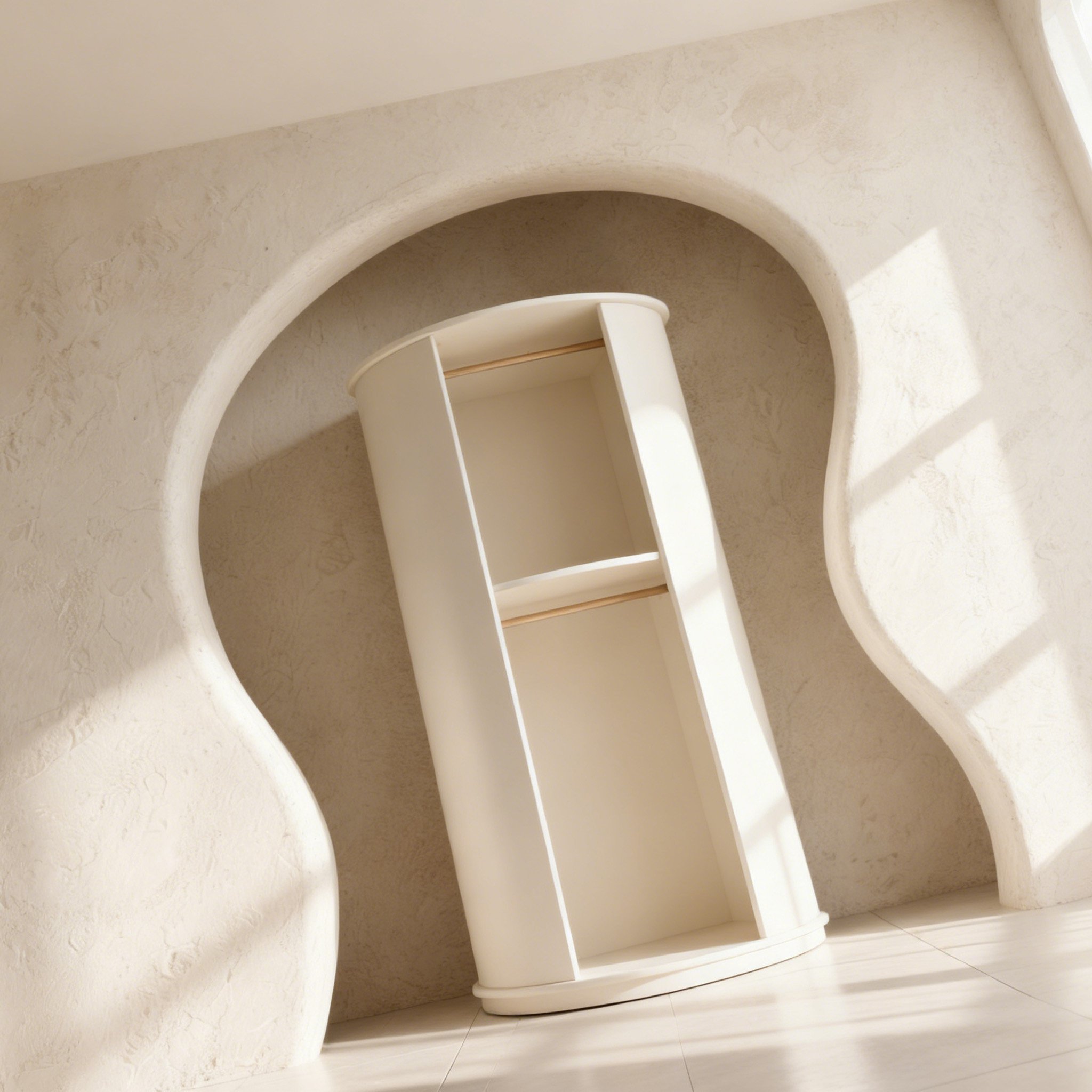 ตู้เสื้อผ้าไม้แบบโค้งทันสมัย