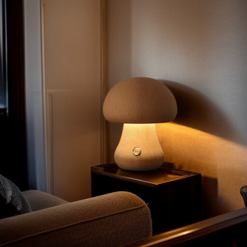 Luz de noche con forma de seta para niños, lámpara táctil de mesita de noche para dormitorio