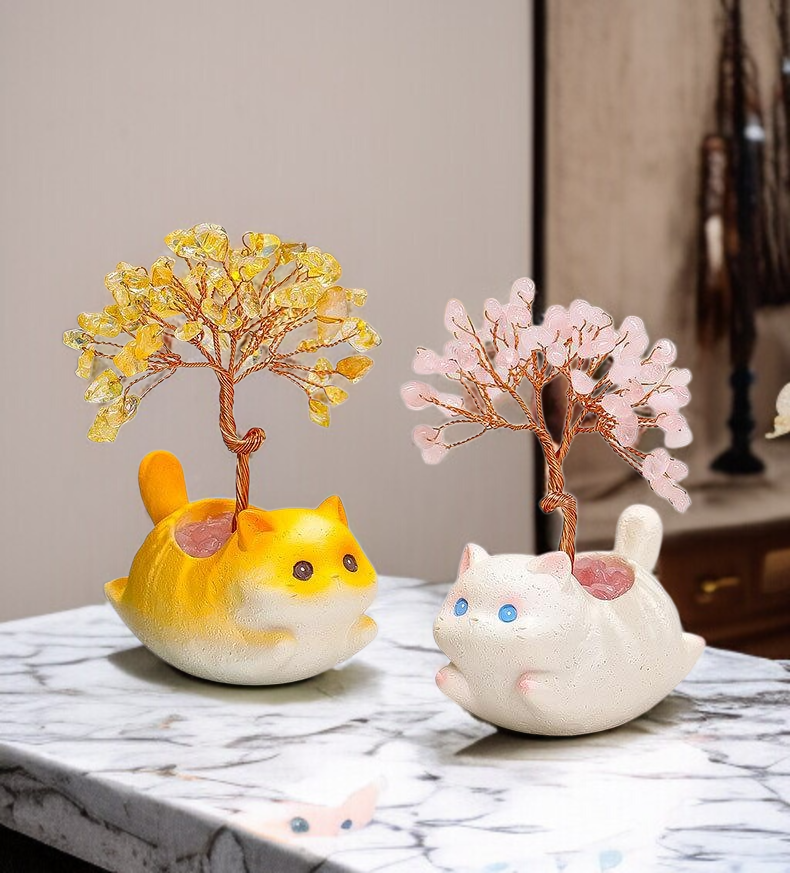 선물로 인기 많은 천연 수정 나무 데코