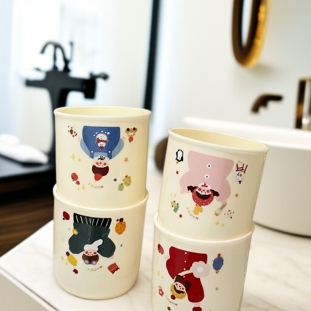 Estante magnético para cepillos de dientes con vaso y ganchos