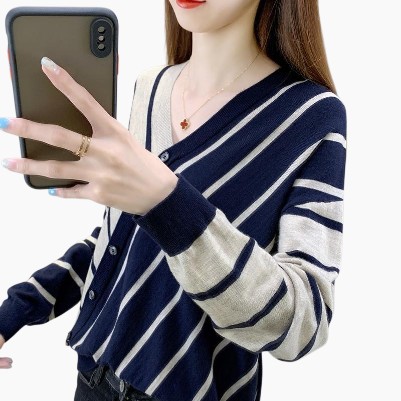 신상 봄가을 디자인 스웨터 여 루즈핏 위에 군더더기 이너 브이넥 니트 톱