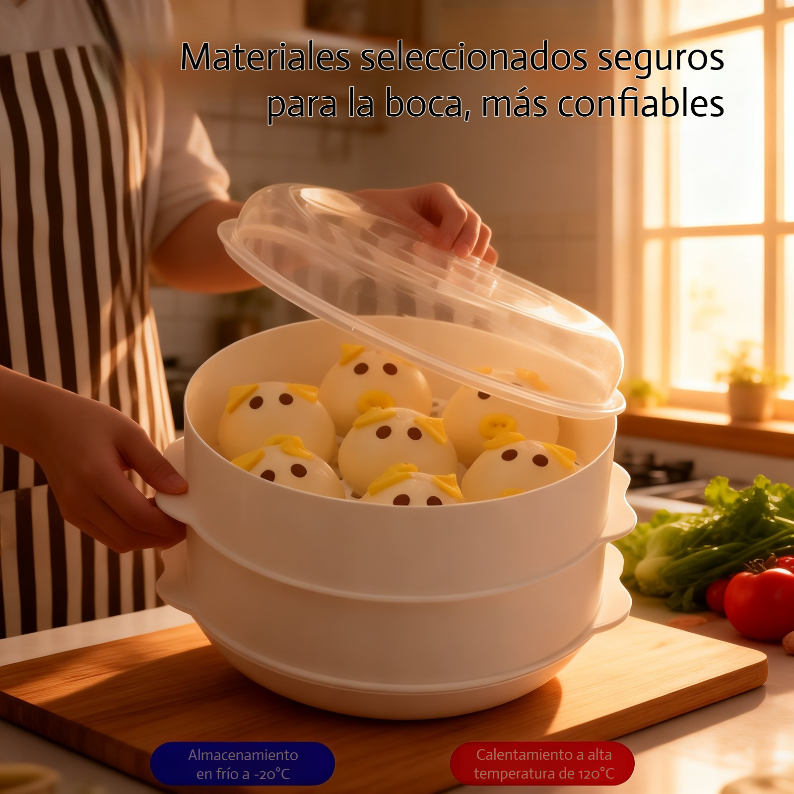 Vaporizador de plástico apilable para microondas