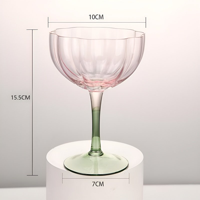 水晶玻璃高腳紅酒杯短花瓣香檳杯