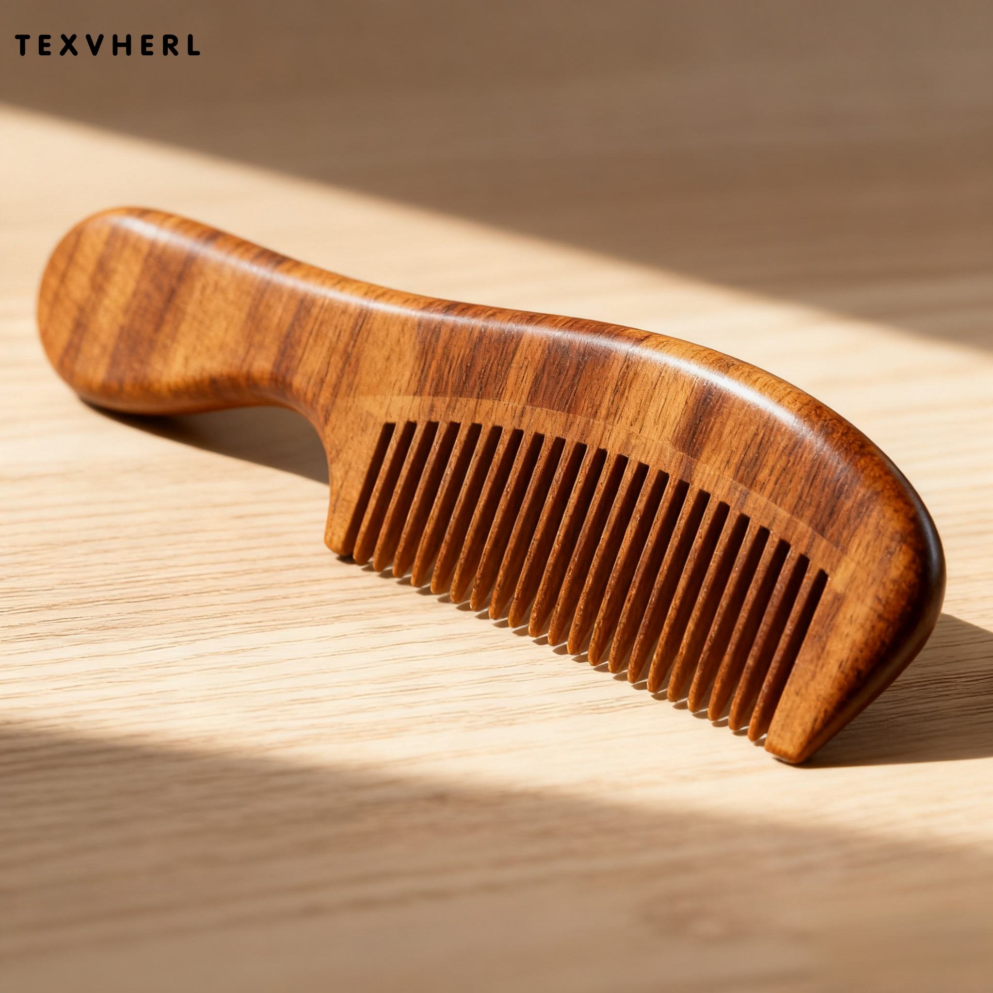 หวีไม้พีชธรรมชาติ 3 ชิ้นสำหรับดูแลเส้นผม