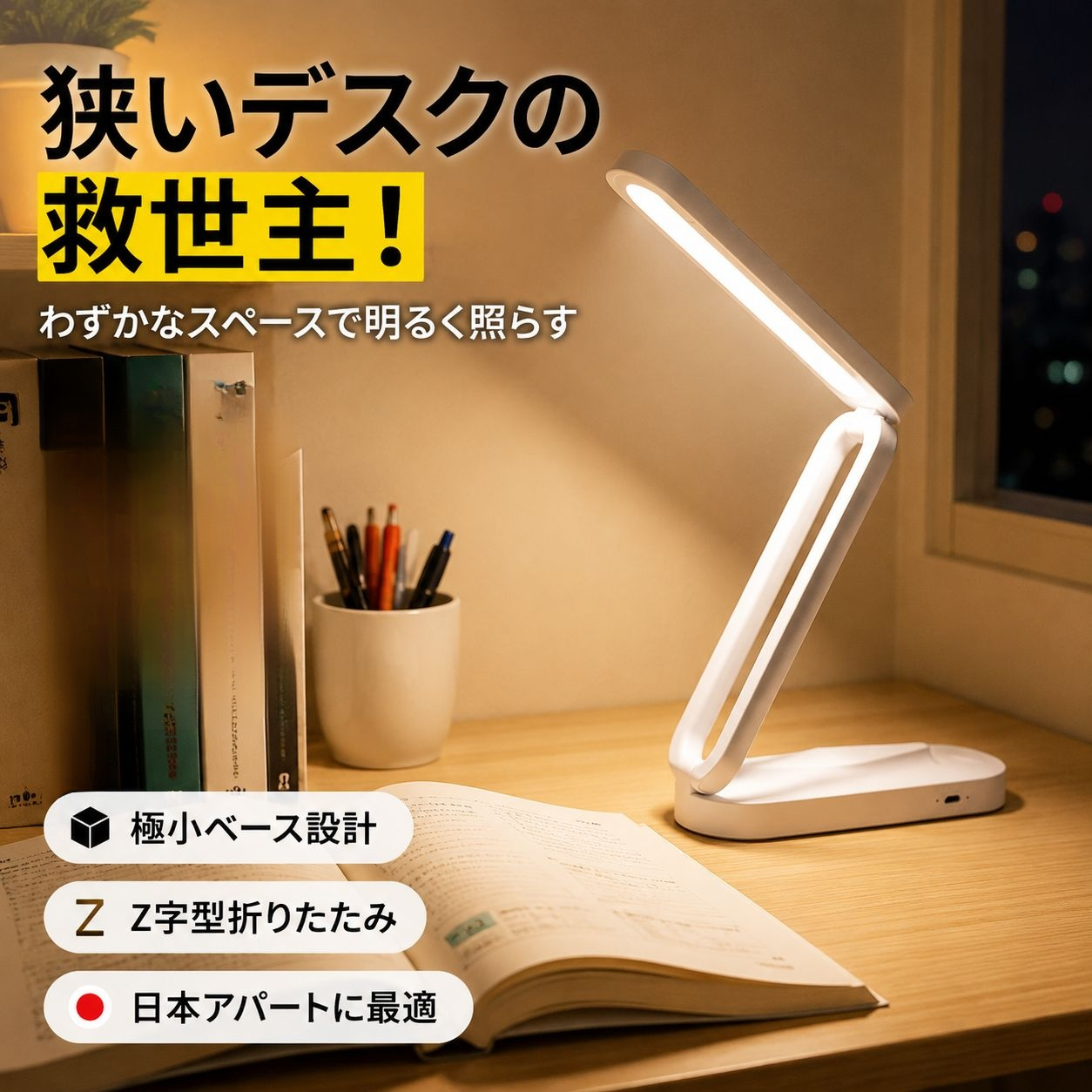 目の保護LED読書灯、ベッドサイド専用、学生寮や書斎に最適