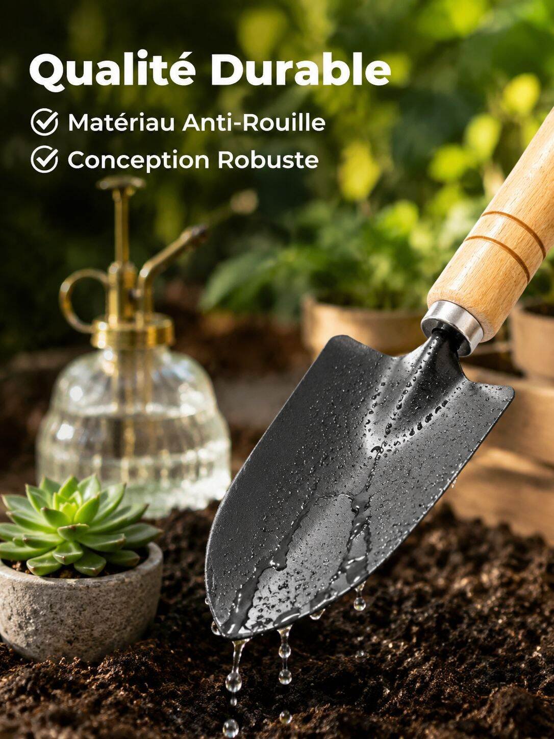 Ensemble de 3 outils de jardinage : désherbage et plantation