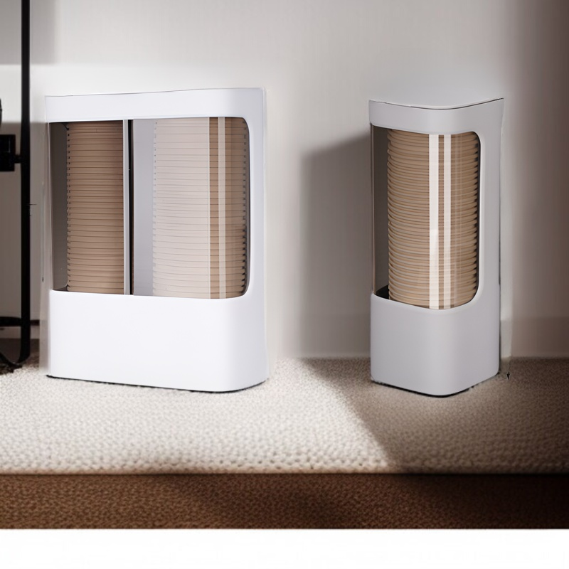 プラスチック使い捨て収納カップラックカップホルダー紙コップディスペンサー防塵ウォーターカップラック壁掛け式ダブルチューブ収納ラック