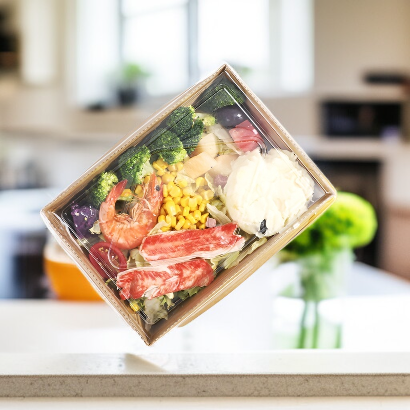 크라프트지 투명 뚜껑 도시락 용기