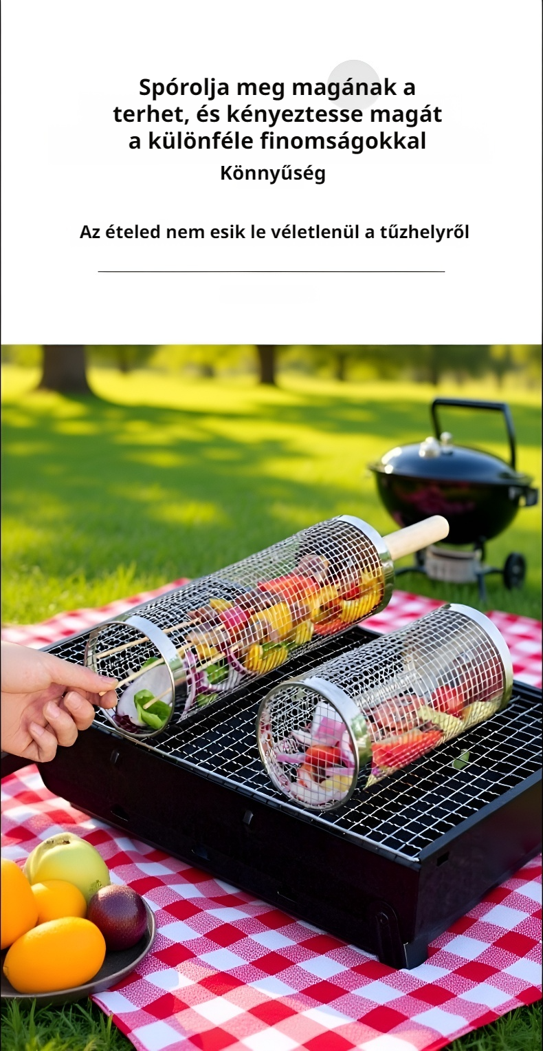 Barbecue kosár friss húsokkal és zöldségekkel
