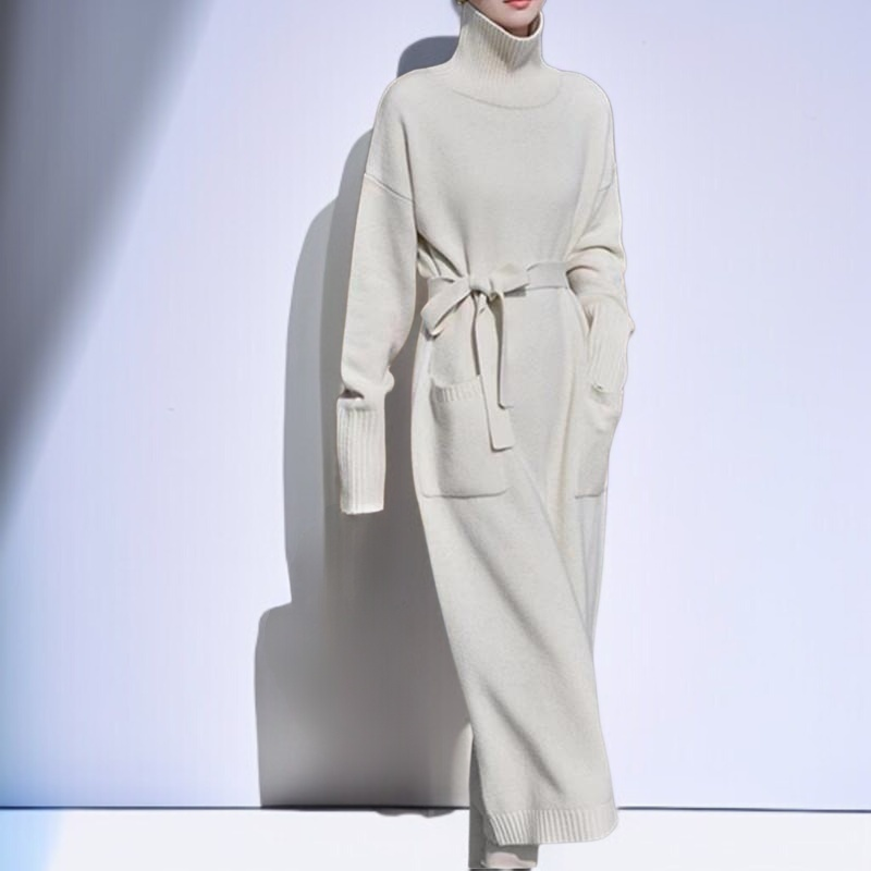 가을 겨울 롱 터틀넥 니트 원피스