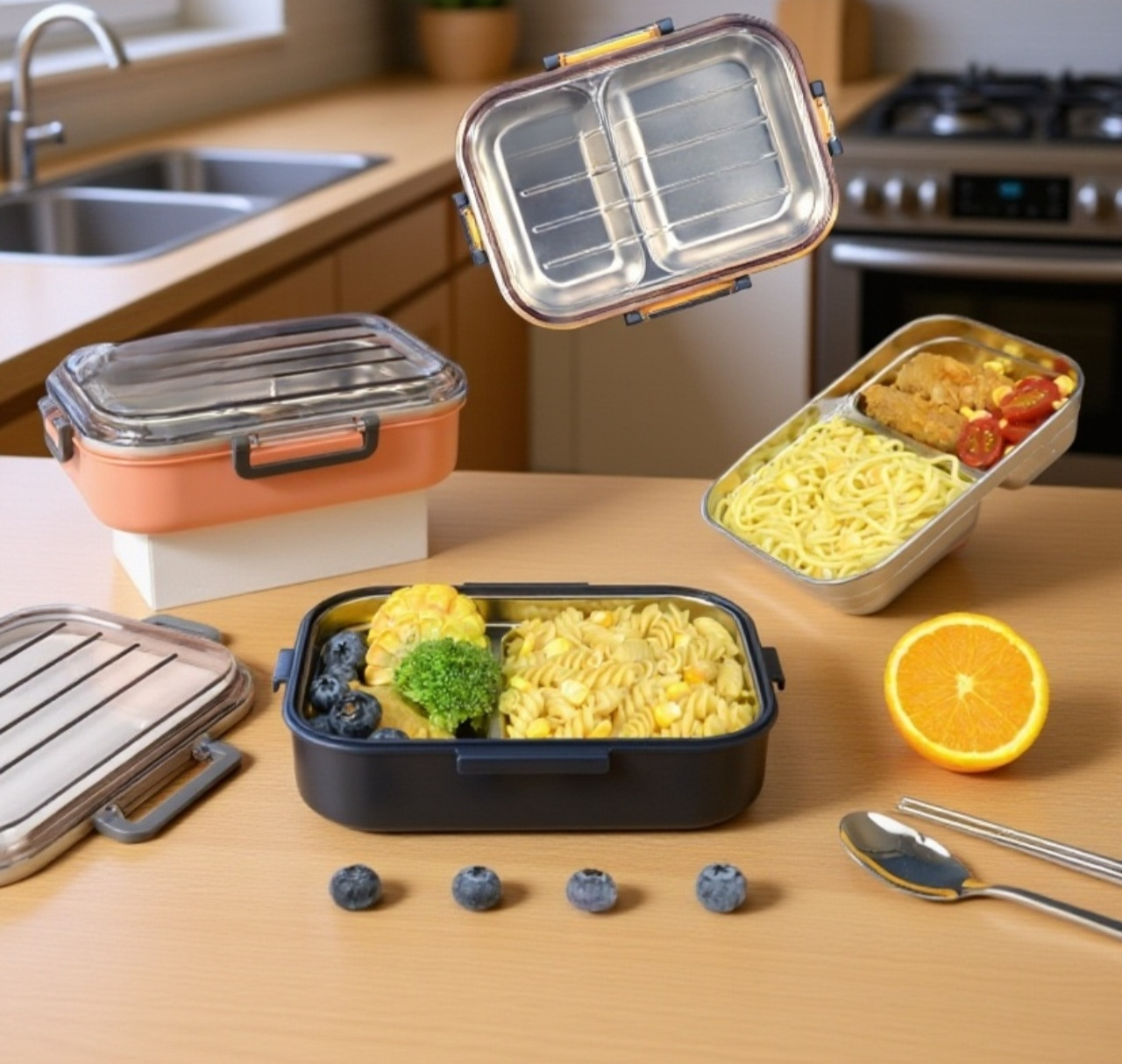 Robuste Lunchbox aus Edelstahl für Schule