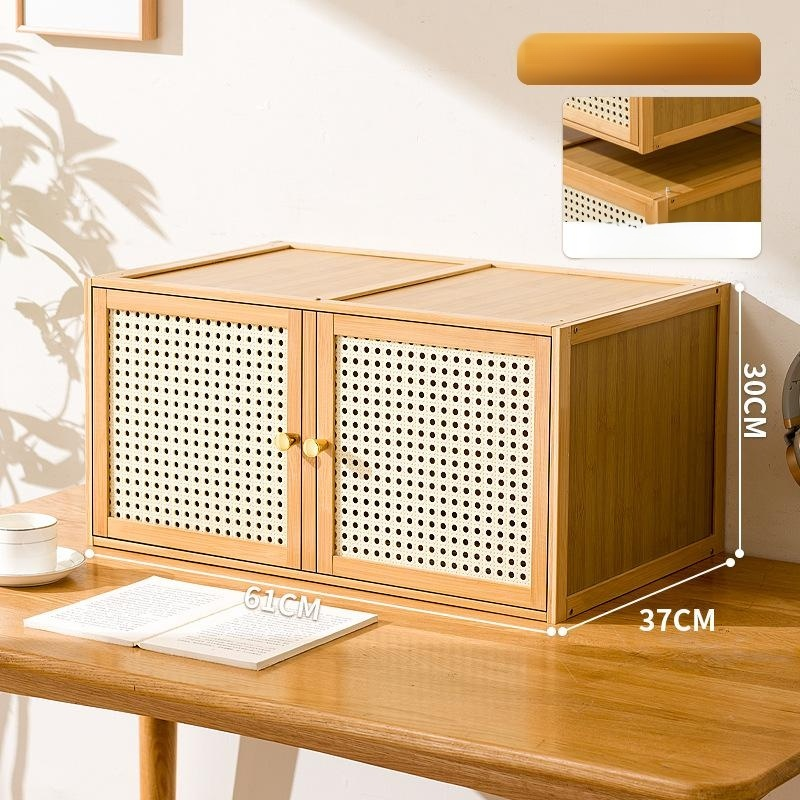 Solid wood lattice cabinet with drawers