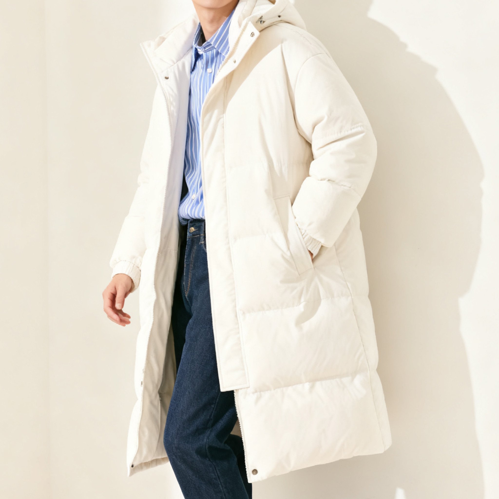 따뜻한 롱 다운 점퍼 전체 이미지