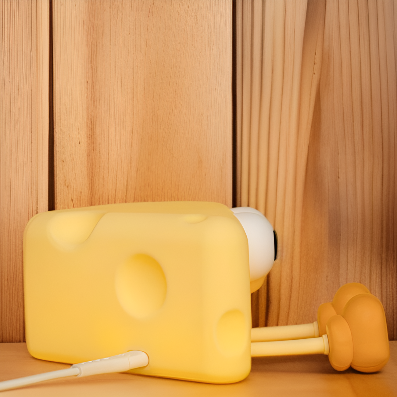 مصباح ليلي على شكل جبن مصنوع من السيليكون الناعم، يضيء بلمسة خفيفة.