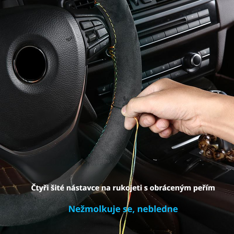 Celoroční ručně šitý semišový potah na volant z umělé kožešiny