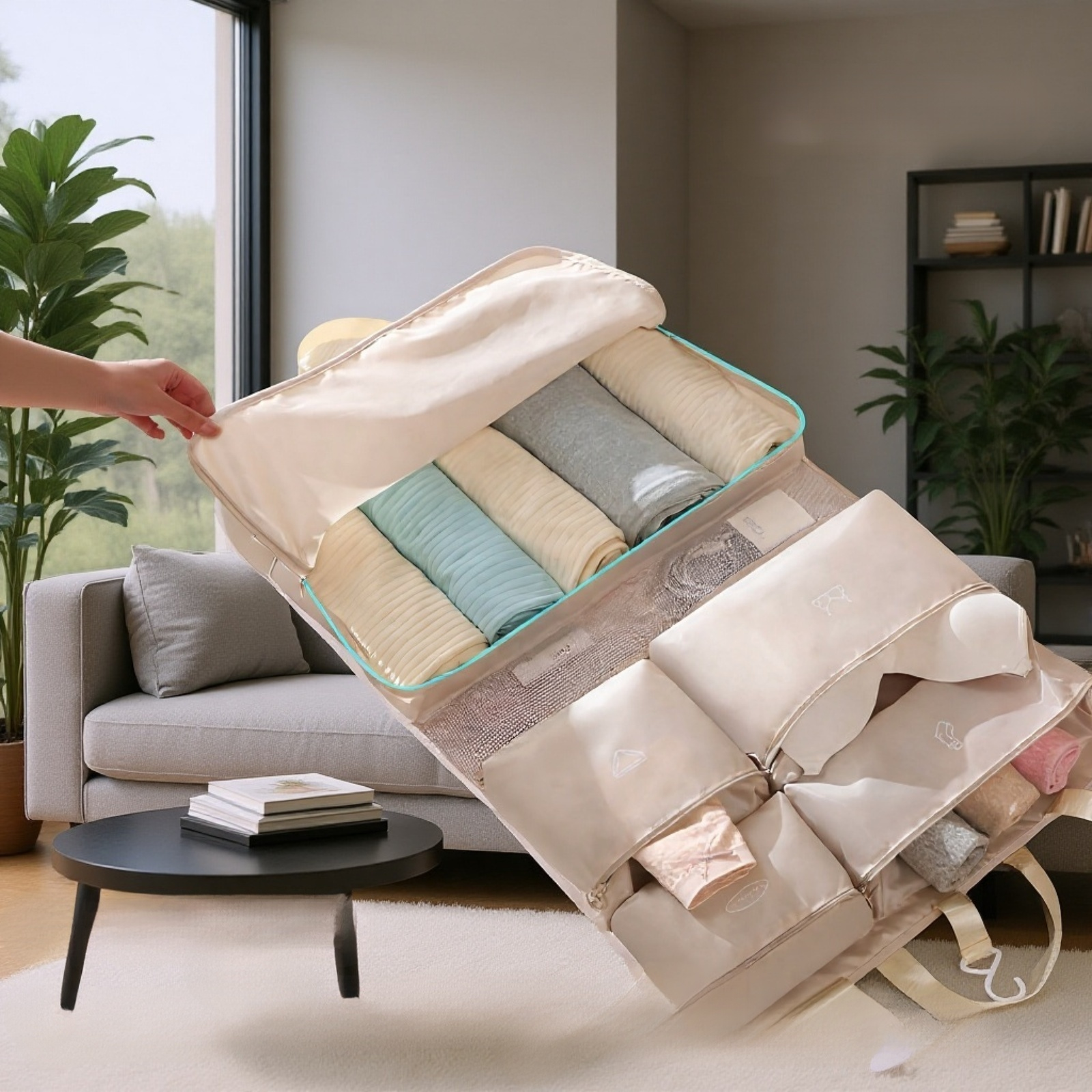 Travel clothing and toiletries storage bag