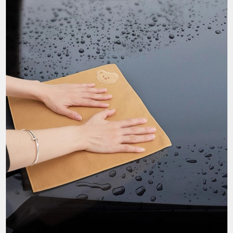 Paño de limpieza para coche de gamuza doble cara, sin marcas ni pelusa