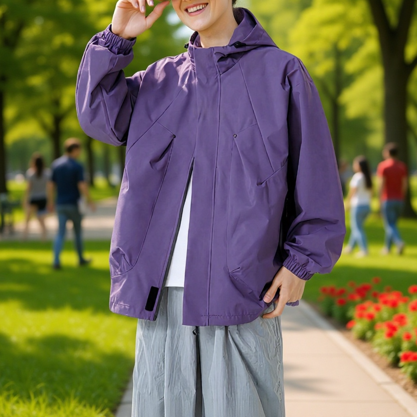 남성 아웃도어 등산 바람막이 루즈핏 트레이닝 아우터 후드 봄가을 카고 자켓