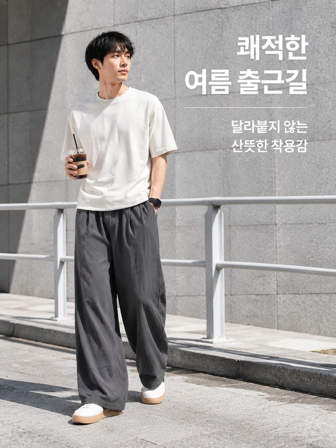 남성용 린넨 코튼 루즈핏 팬츠