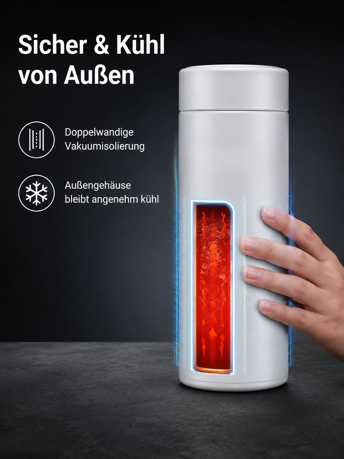 Kompakter Wasserkocher mit Edelstahlgehäuse