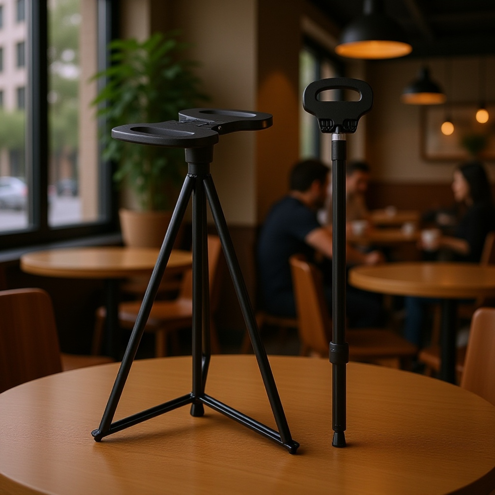 عصا دعم المشي مع مقعد مدمج