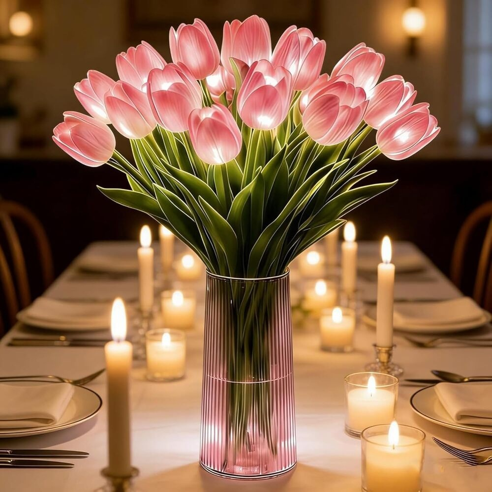 家庭用チューリップナイトライト、ミックスカラー発光ブーケ、撮影用デコレーション小道具