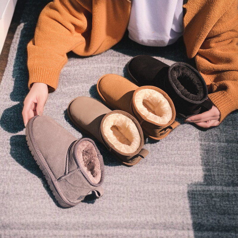 여성 북동부 앵클 부츠 융털 도톰 워커 플랫 스노우 슈즈