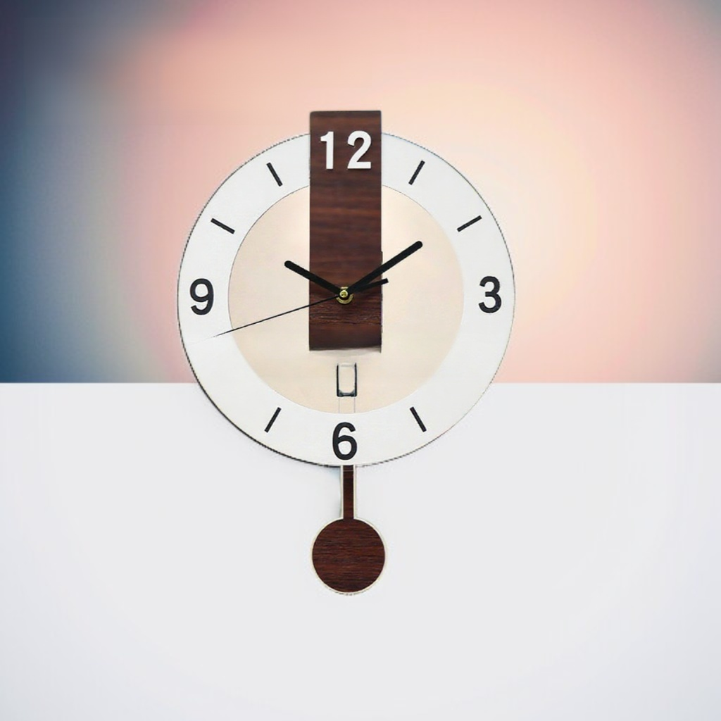 Modern simple wooden structure silent swing clock