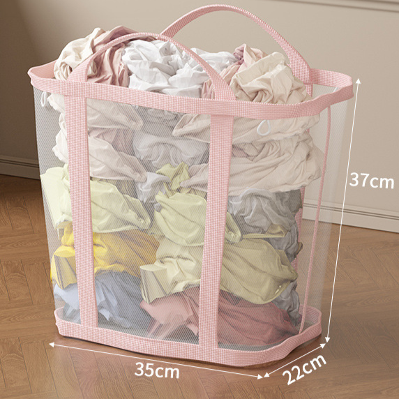 Large capacity foldable storage basket for dirty clothes