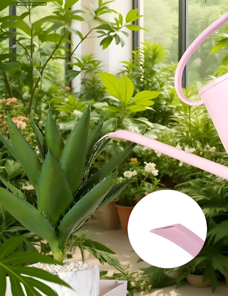 植物の根元まで届く長い注ぎ口のじょうろ