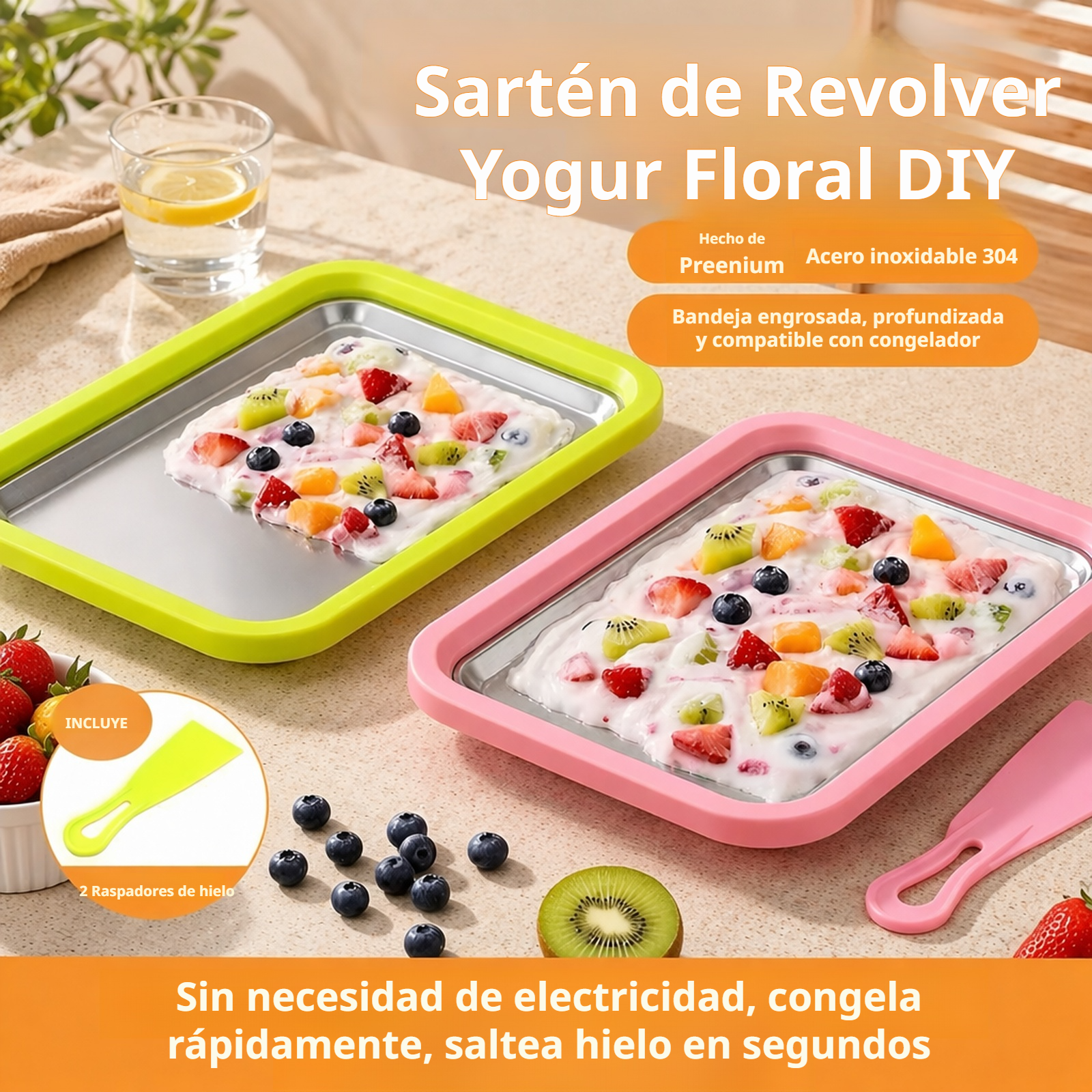 Fabricadora de helados en casa sin electricidad, bandeja multifuncional de enfriamiento