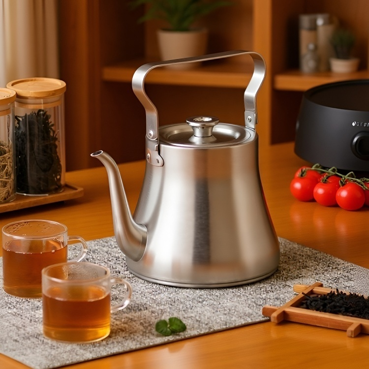 Stainless steel filter kettle with ergonomic handle