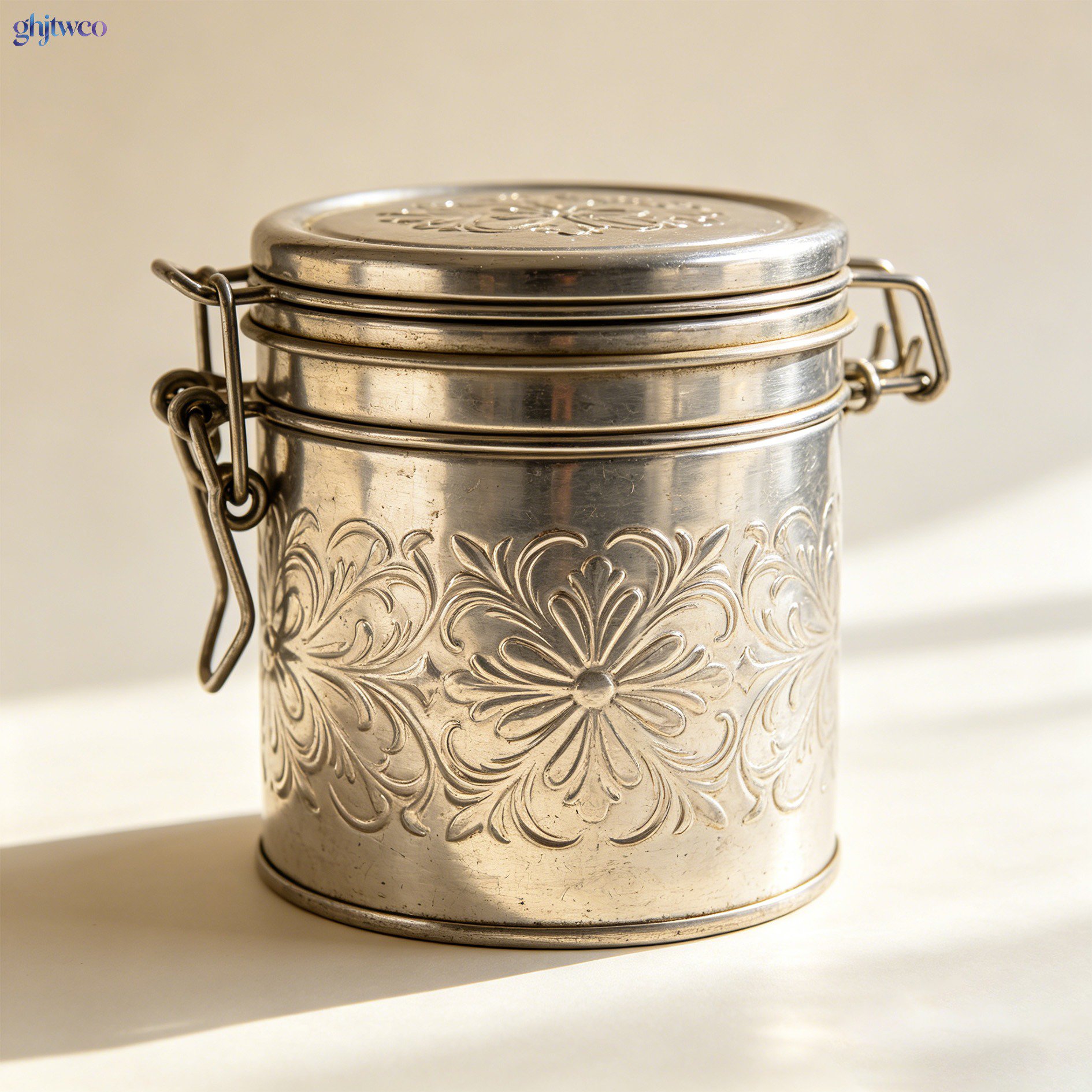 Set of 5 vintage metal storage tins with retro designs