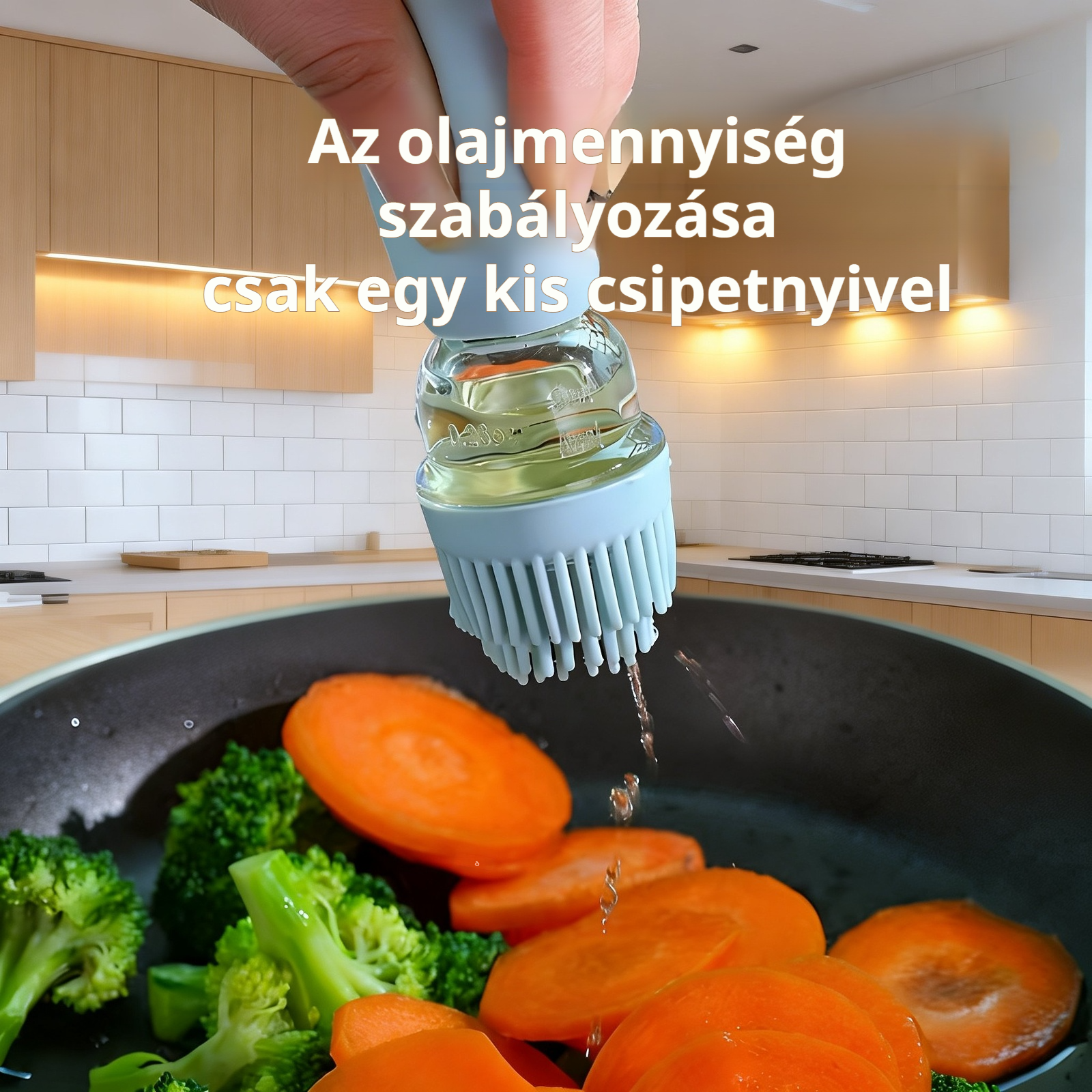 Konyhai szilikon olajecset és üveg olajadagoló 2 az 1-ben
