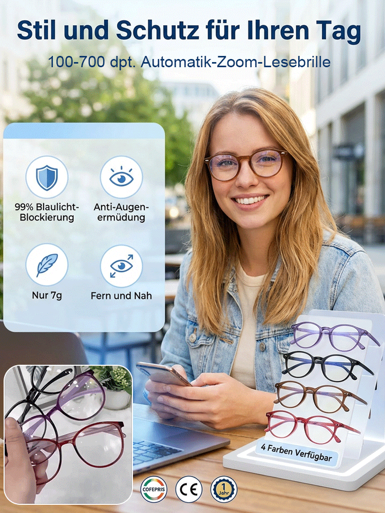 Intelligente Lesebrille, die Sehprobleme heilen und den Fokus automatisch anpassen kann