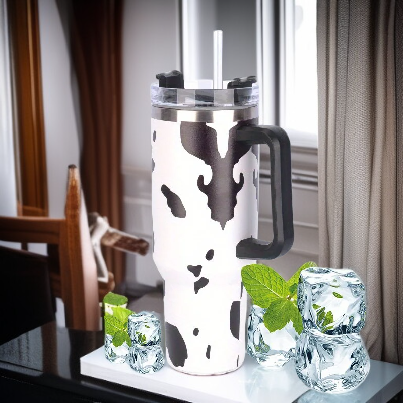 كوب ماء معزول من الفولاذ المقاوم للصدأ بسعة كبيرة، تصميم عصري بطبعة الفهد، هدية مثالية لعيد الميلاد