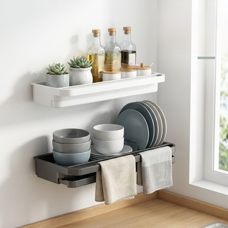 免打孔壁掛廚房抹布架洗滌收納海綿置物架