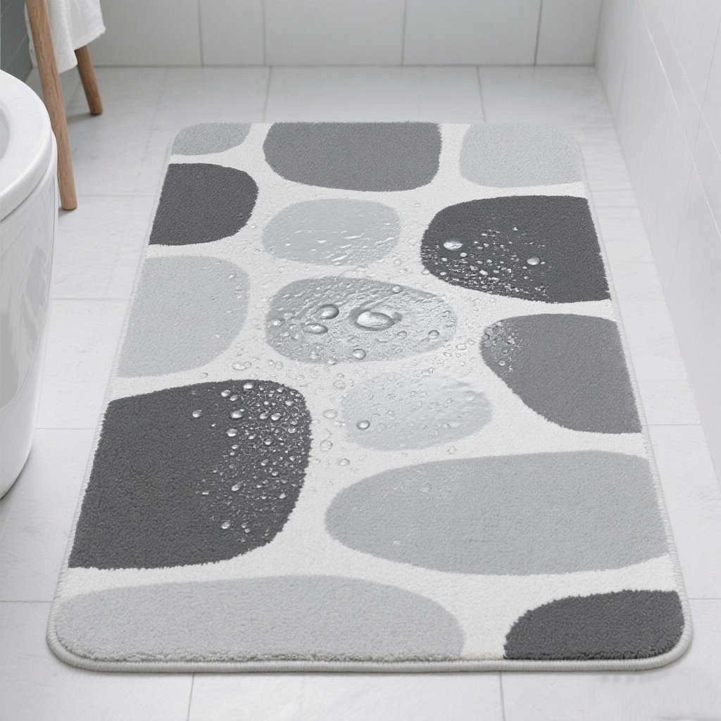พรมเช็ดเท้าสำหรับห้องน้ำสีเทาแบบแพ็คคู่
