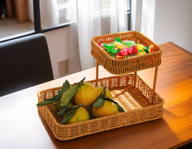 깔끔하게 정리된 주방 조리대와 보관 랙