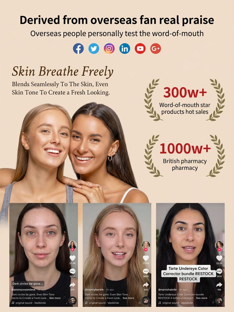 [One Second Concealer] Tinted Under-Eye Concealer Cream with Makeup Brush