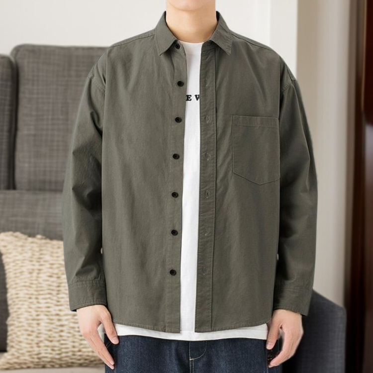 男士長袖工裝襯衫外套布料質感