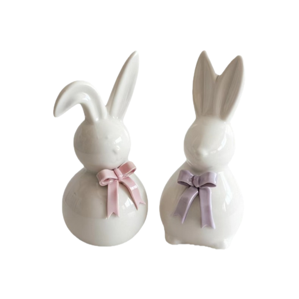 Adornos de conejos de cerámica