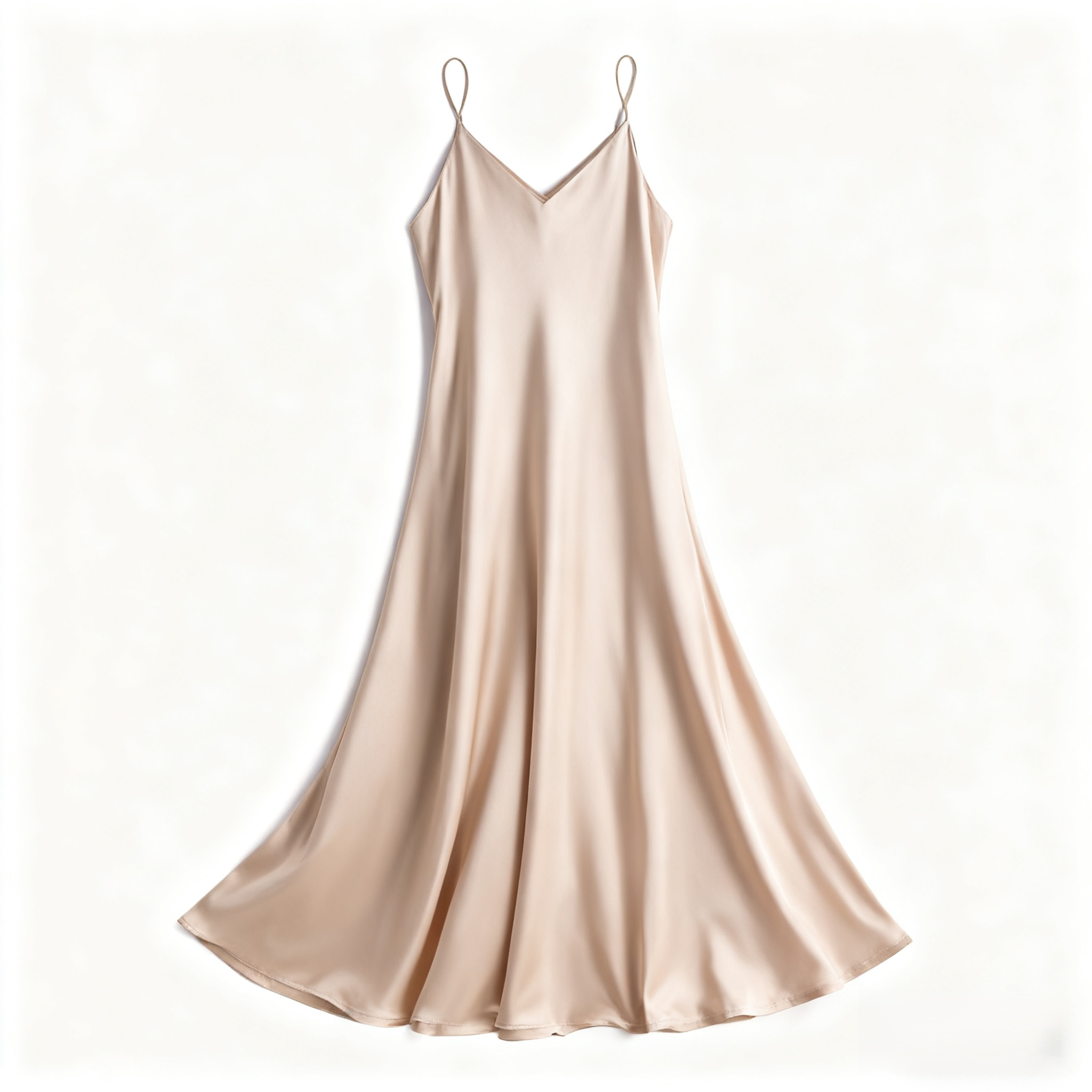 レディースミドル丈スリップドレス、春夏にぴったり、無地ベースドレス