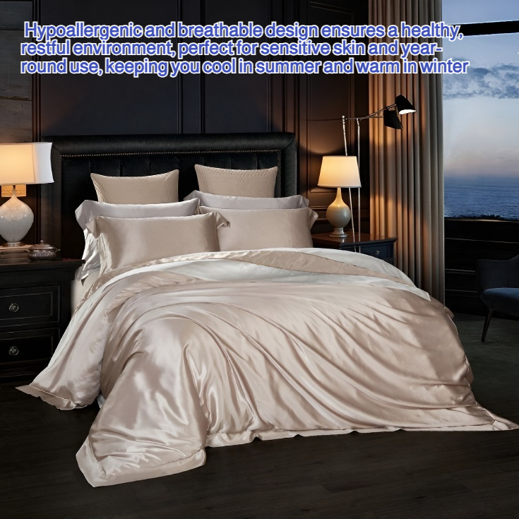 Silk down comforter set on a modern bedroom bed