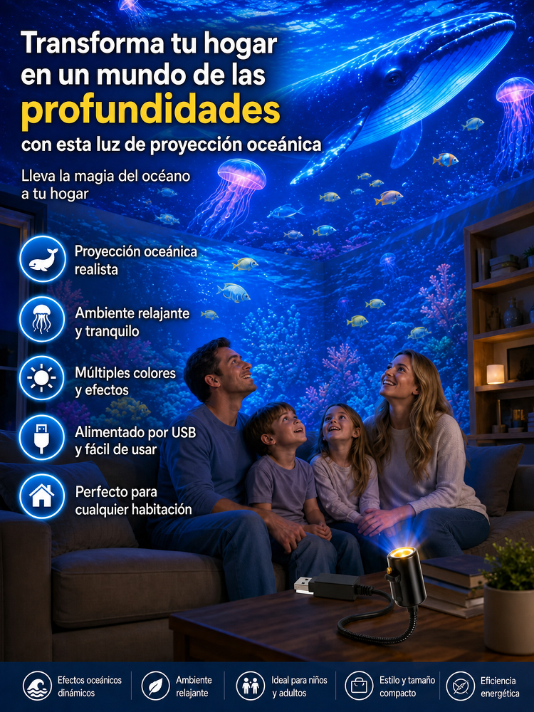 Comauo™ Proyector Océano y Galaxia: : Tu cuarto o auto en un acuario al instante.